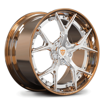 Custom forged 2-piece wheels in bronze and chrome finish, designed for C6 Corvette aftermarket applications.